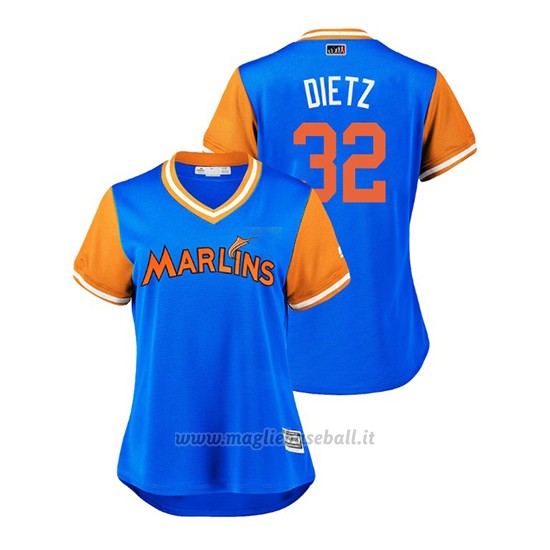 Maglia Baseball Donna Miami Marlins Derek Dietrich 2018 Llws Players Weekend Dietz Light TOrnto Blue Jays